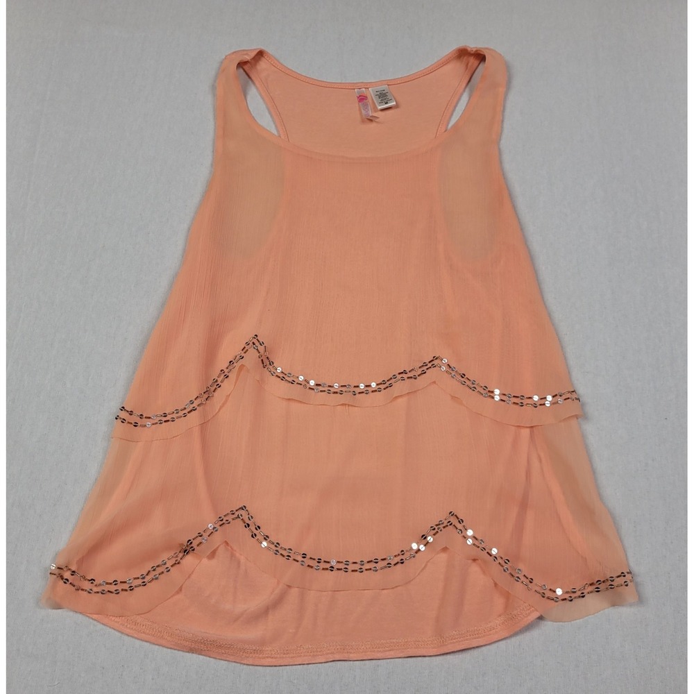 Degree Peach Colored Layered Sequin Sleeveless Top Women's Size M